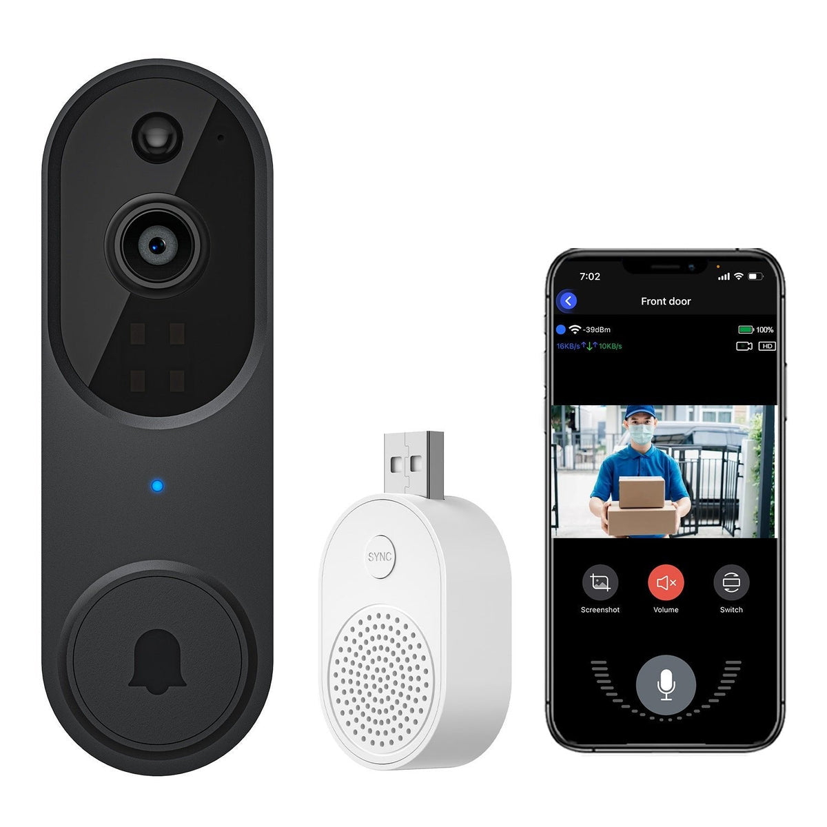 Wireless Smart Doorbell Camera – Outdoor Surveillance with HD Night Vision
