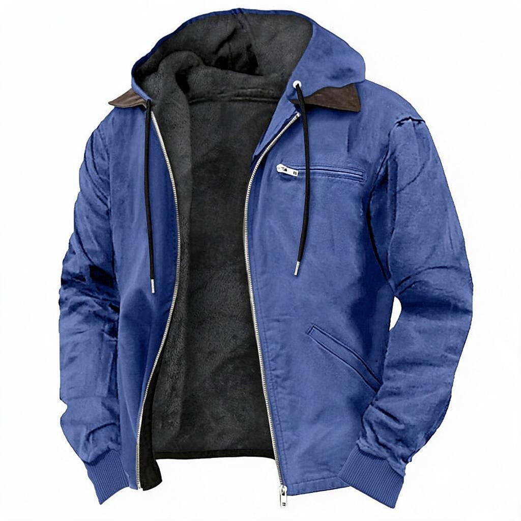 Fleece Lined Hooded Jacket with Full Zip Closure