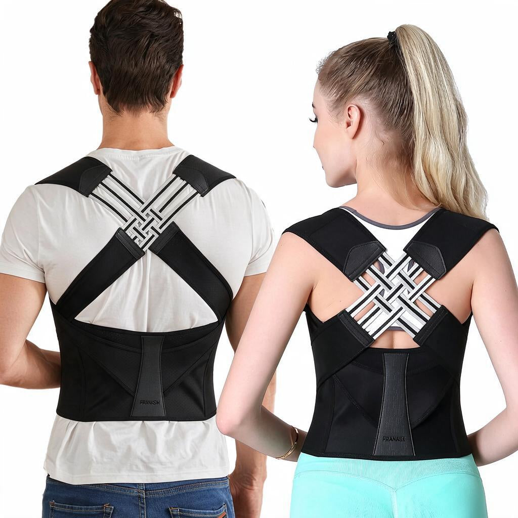 Back Support Brace with Adjustable Cross Straps