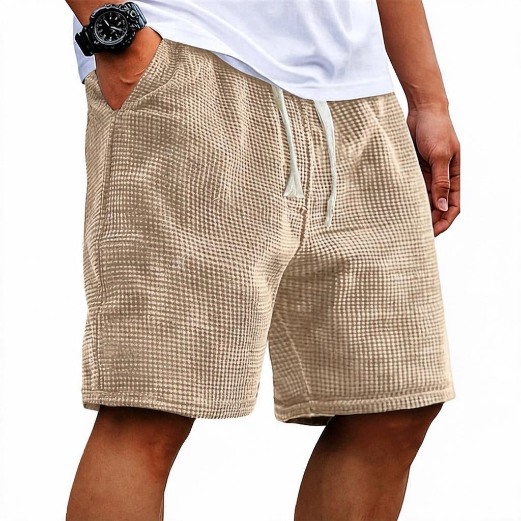 Men's Waffle Shorts with Drawstring and Cargo Pocket