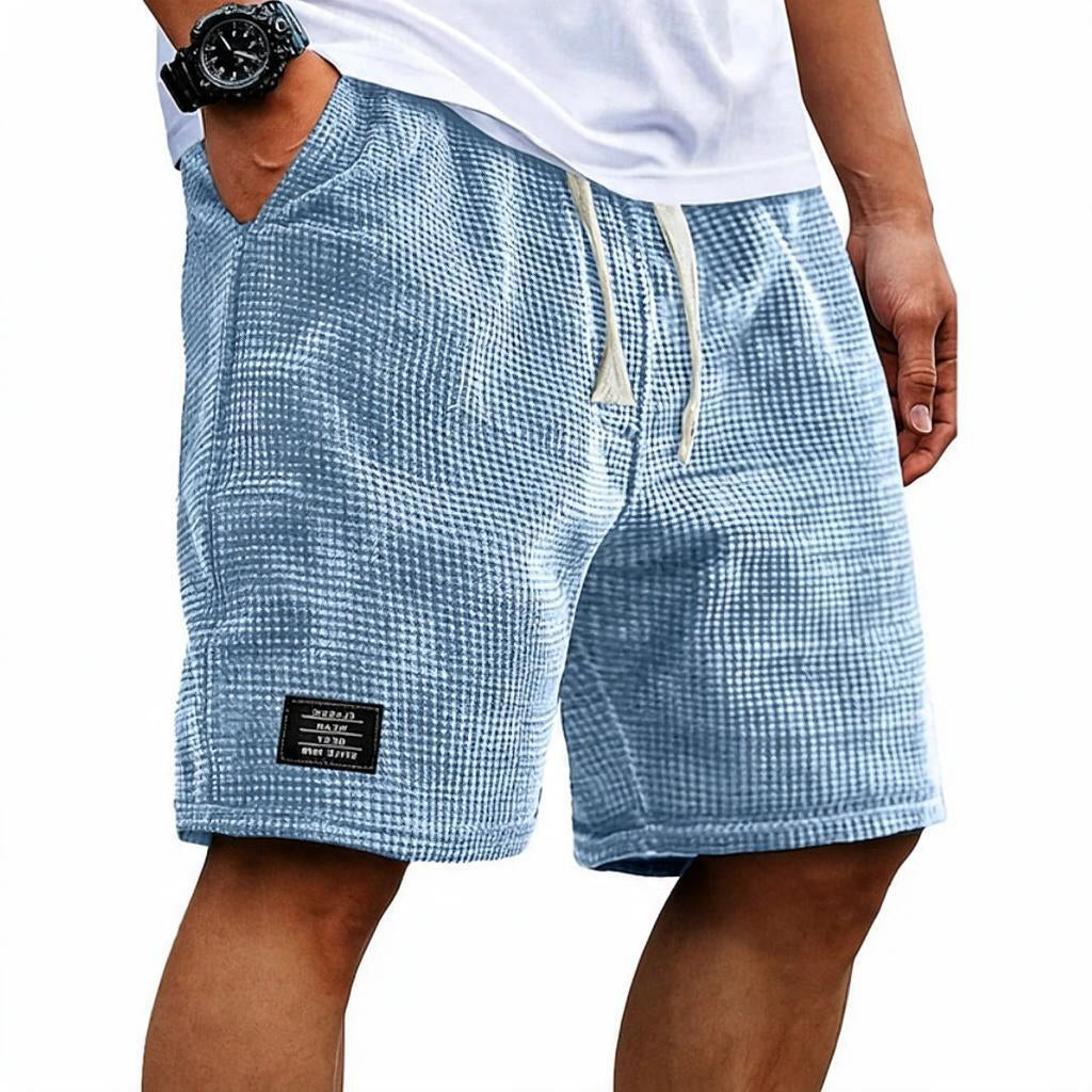Men's Waffle Shorts with Drawstring and Cargo Pocket