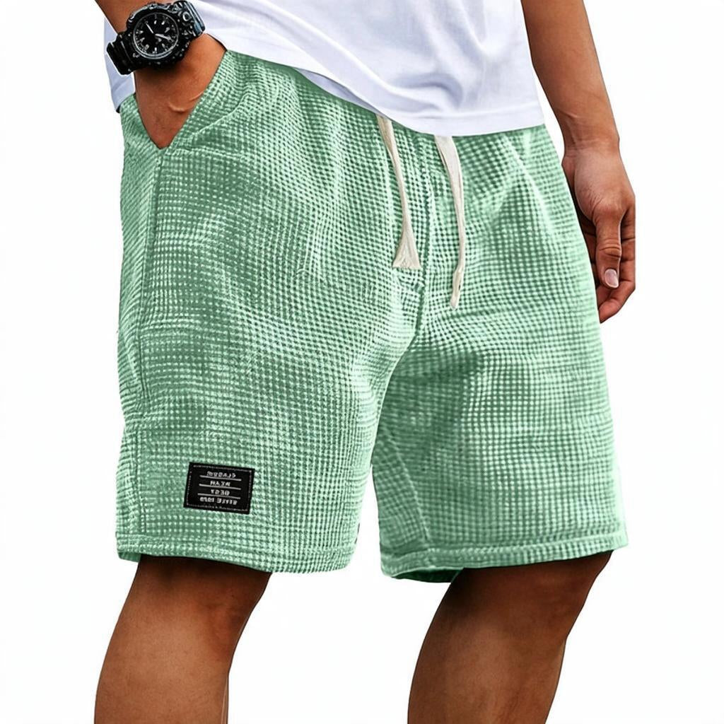 Men's Waffle Shorts with Drawstring and Cargo Pocket