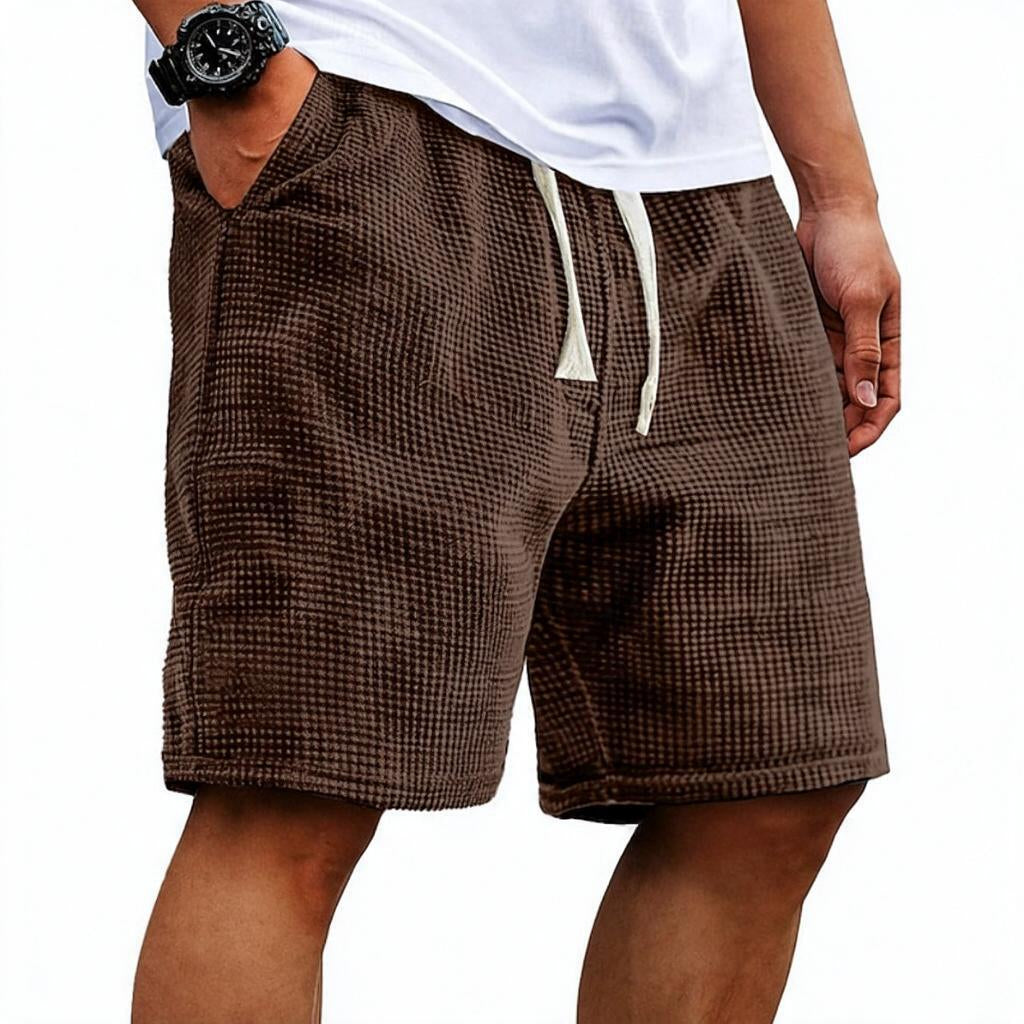 Men's Waffle Shorts with Drawstring and Cargo Pocket