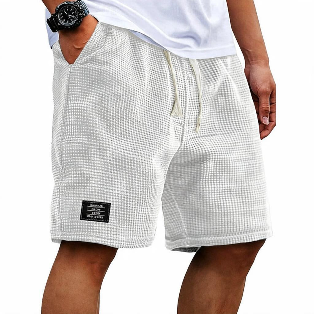 Men's Waffle Shorts with Drawstring and Cargo Pocket