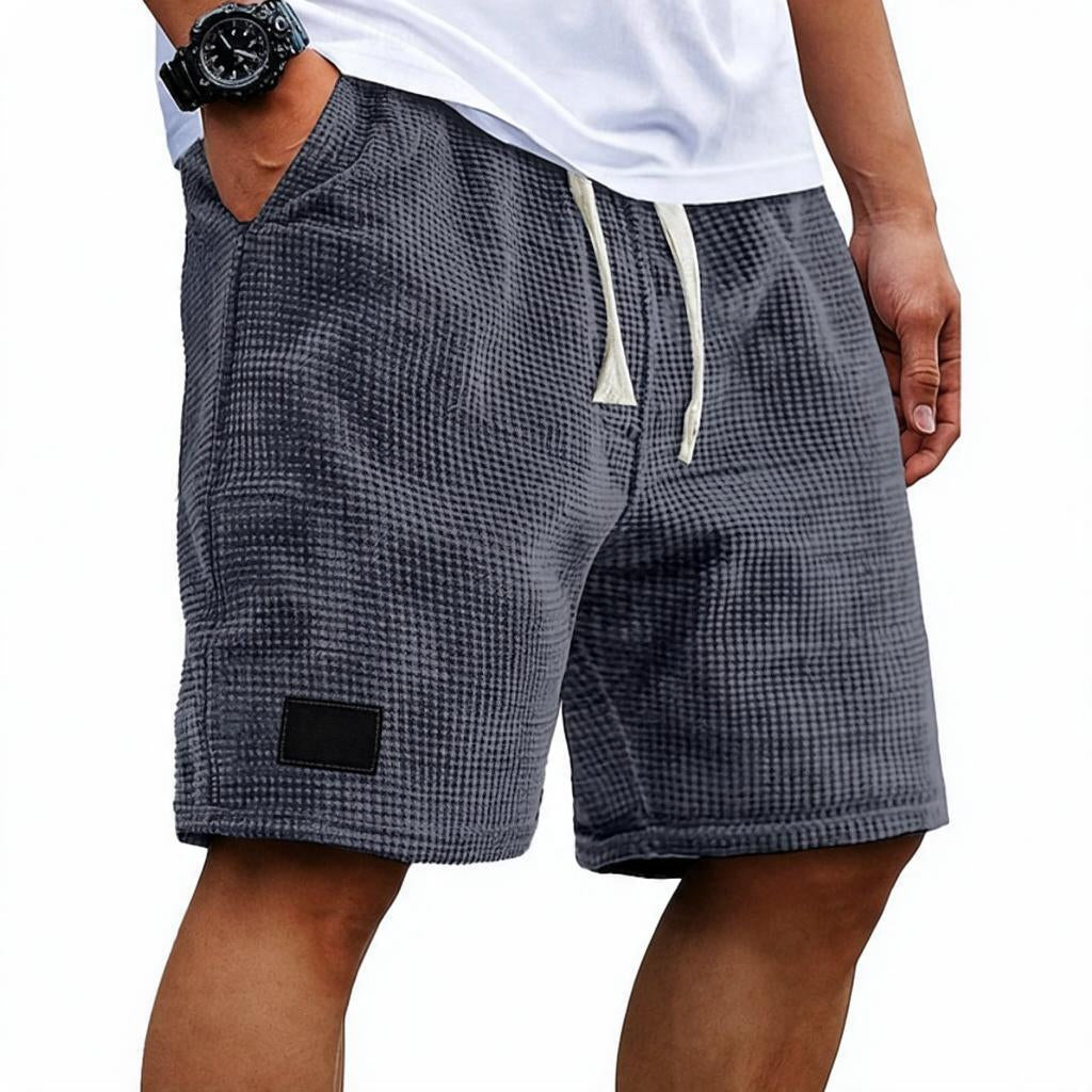 Men's Waffle Shorts with Drawstring and Cargo Pocket