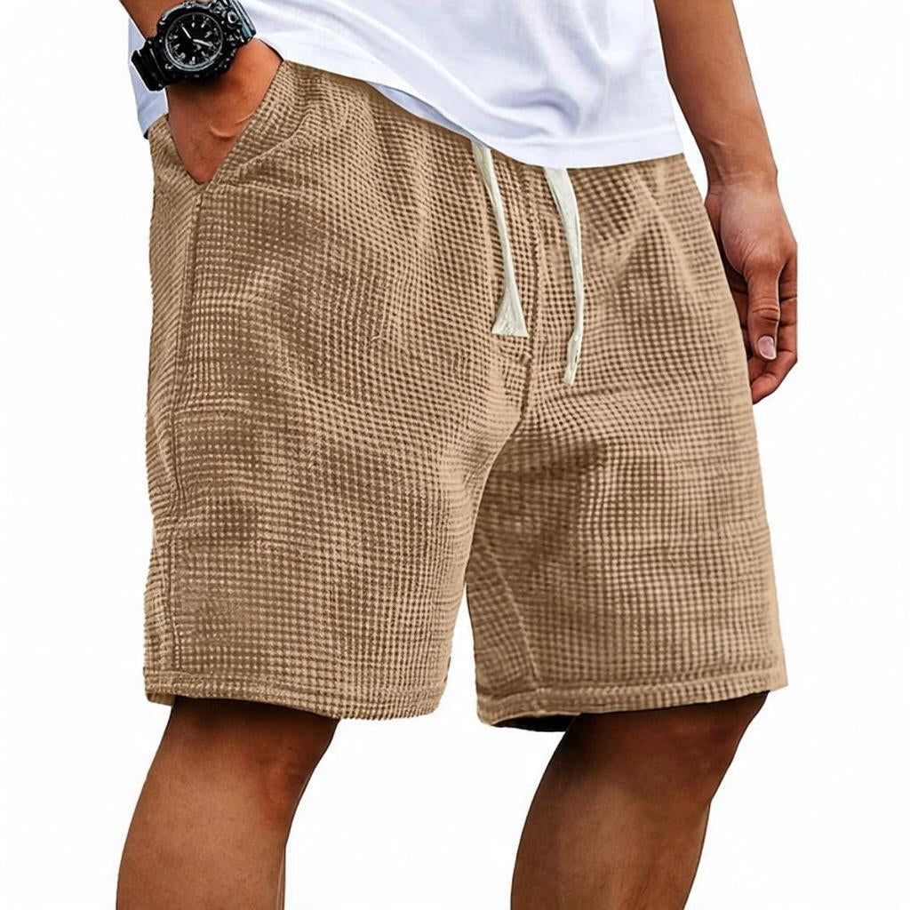 Men's Waffle Shorts with Drawstring and Cargo Pocket