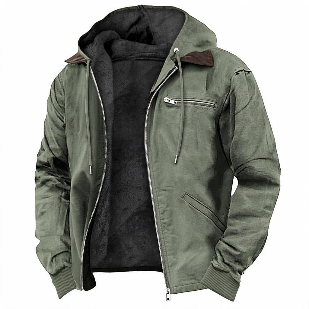 Fleece Lined Hooded Jacket with Full Zip Closure