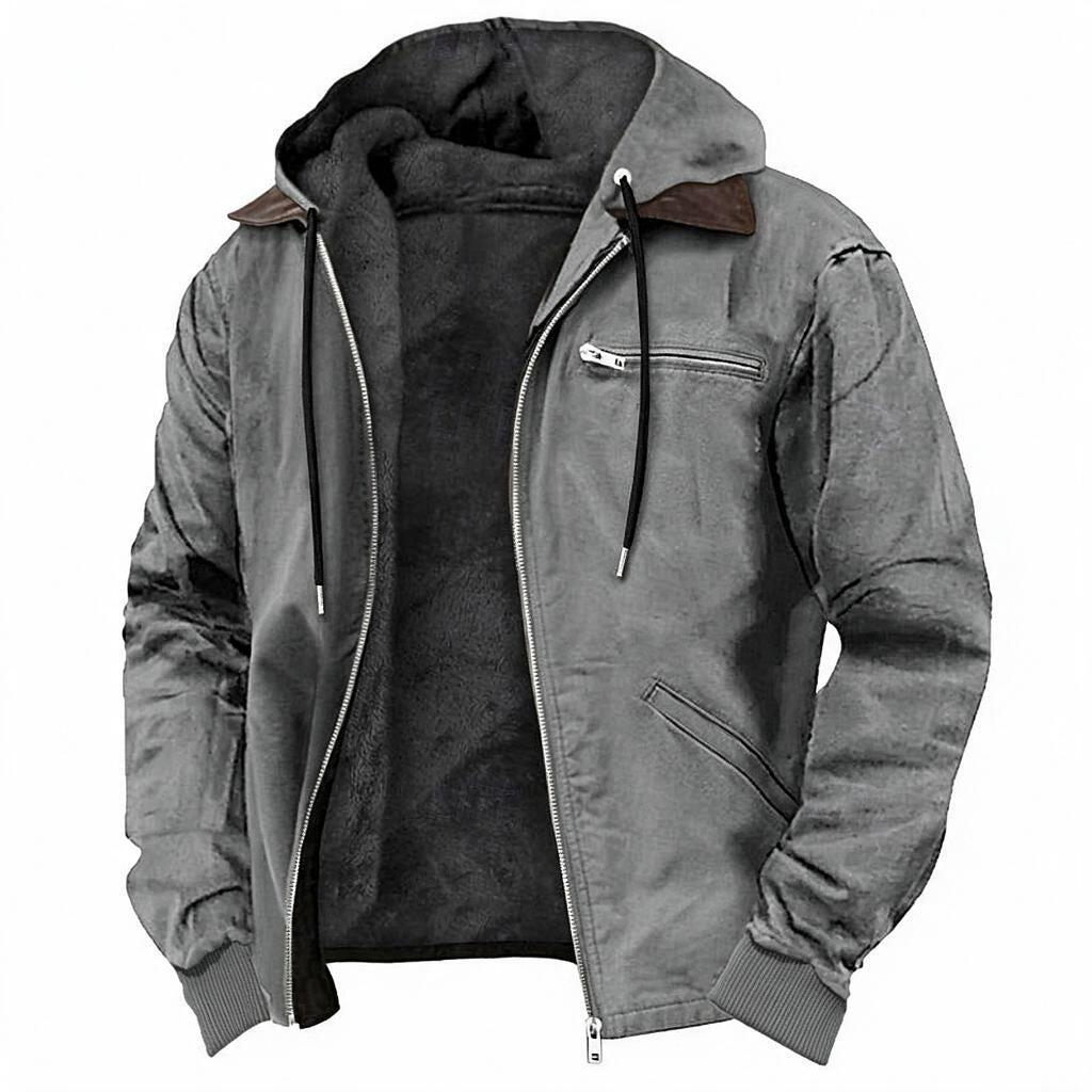 Fleece Lined Hooded Jacket with Full Zip Closure