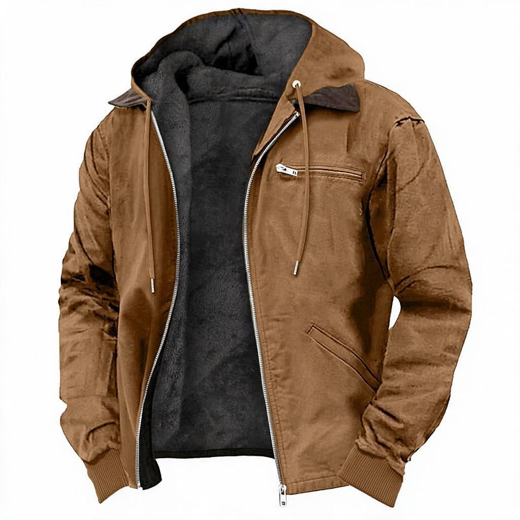 Fleece Lined Hooded Jacket with Full Zip Closure
