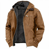 Fleece Lined Hooded Jacket with Full Zip Closure