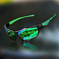 Polarized Shield Sunglasses with Sporty Red Accents