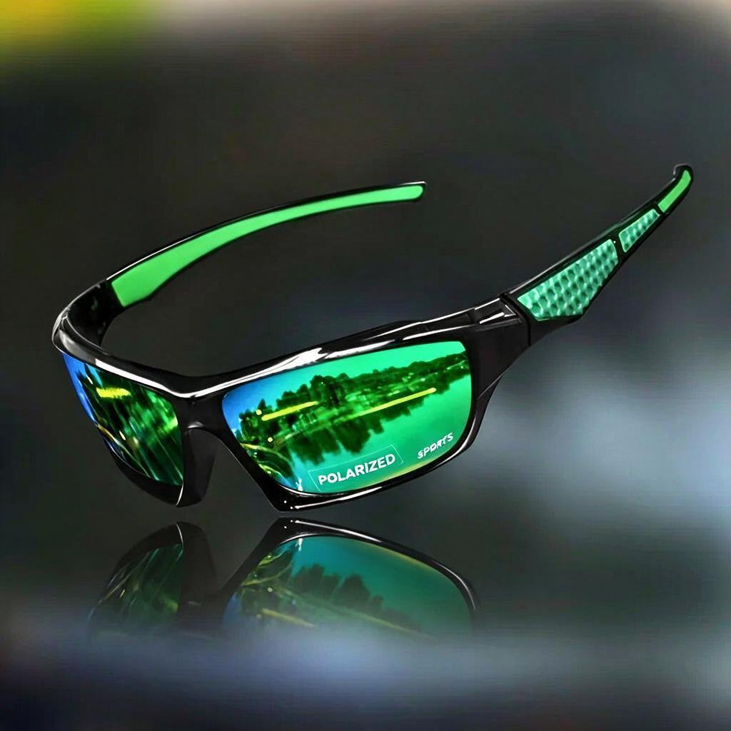 Polarized Shield Sunglasses with Sporty Red Accents