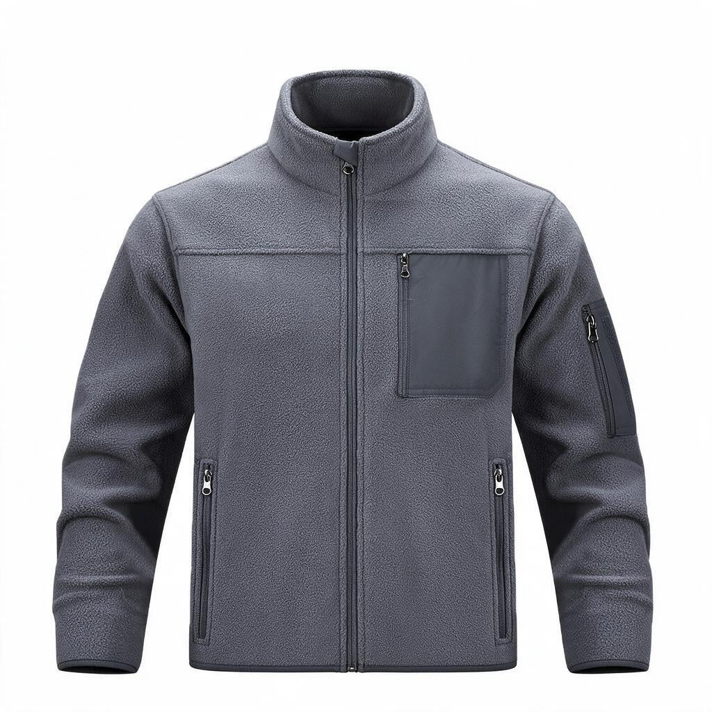 Fleece Jacket Men Full-Zip with Multiple Pockets