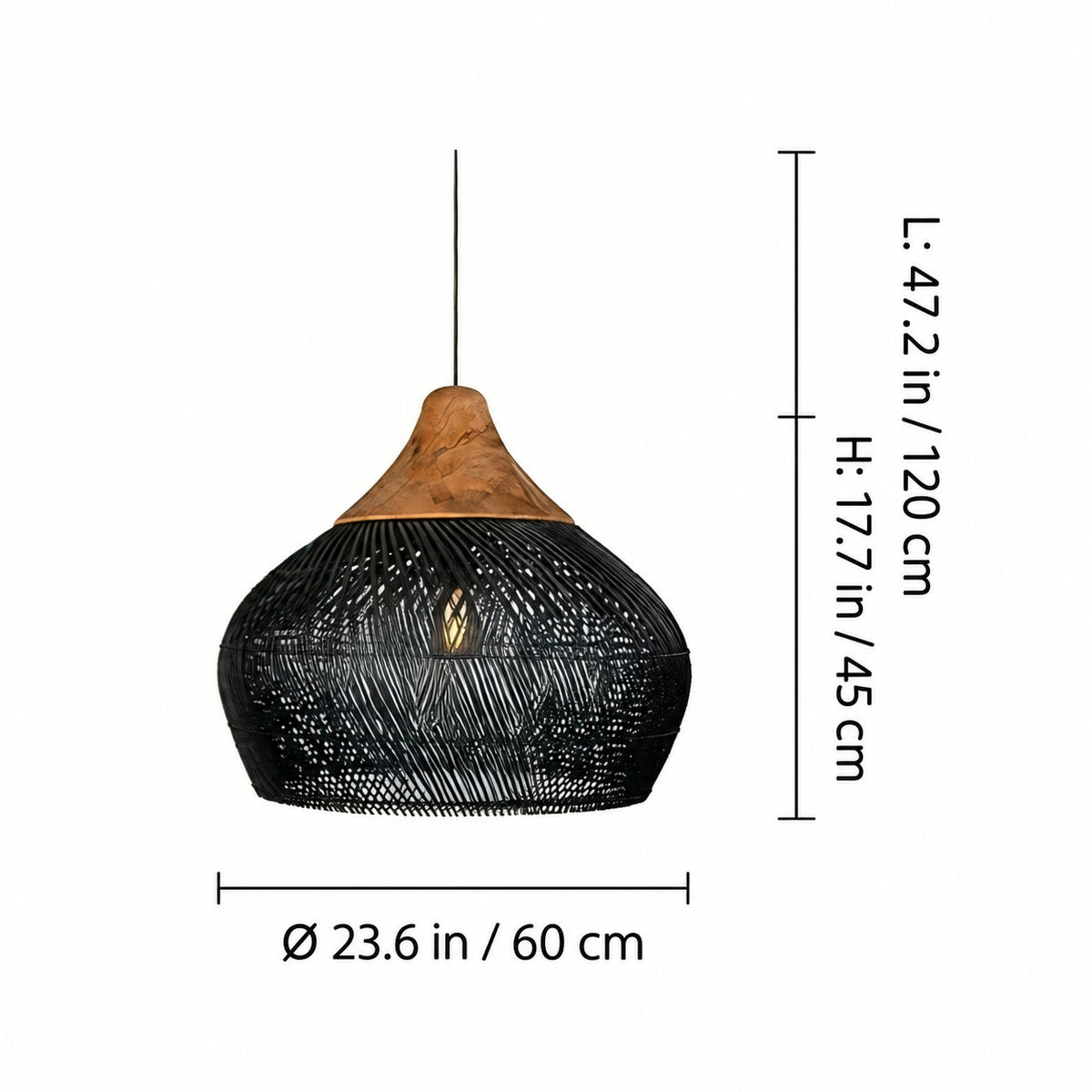 Lustre de chambre en bambou tissé à la main forme chapeau