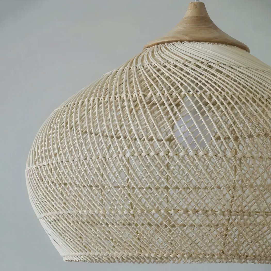 Lustre de chambre en bambou tissé à la main forme chapeau