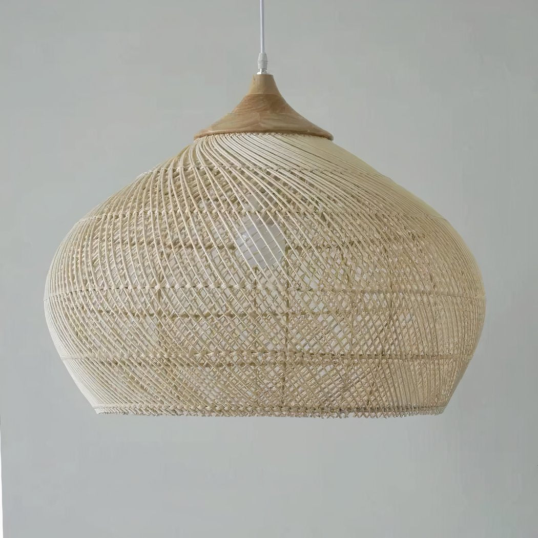 Lustre de chambre en bambou tissé à la main forme chapeau