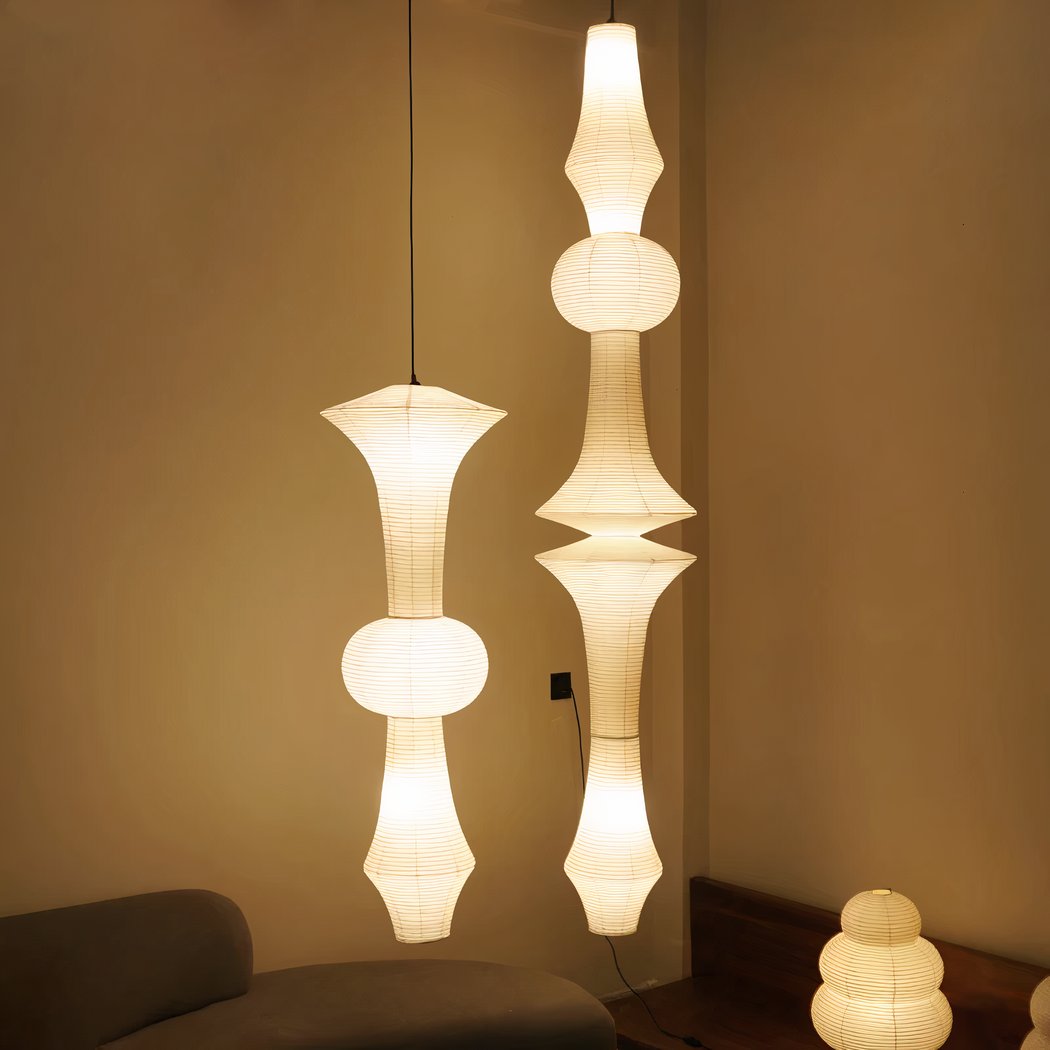 Grande suspension blanche en papier japonais