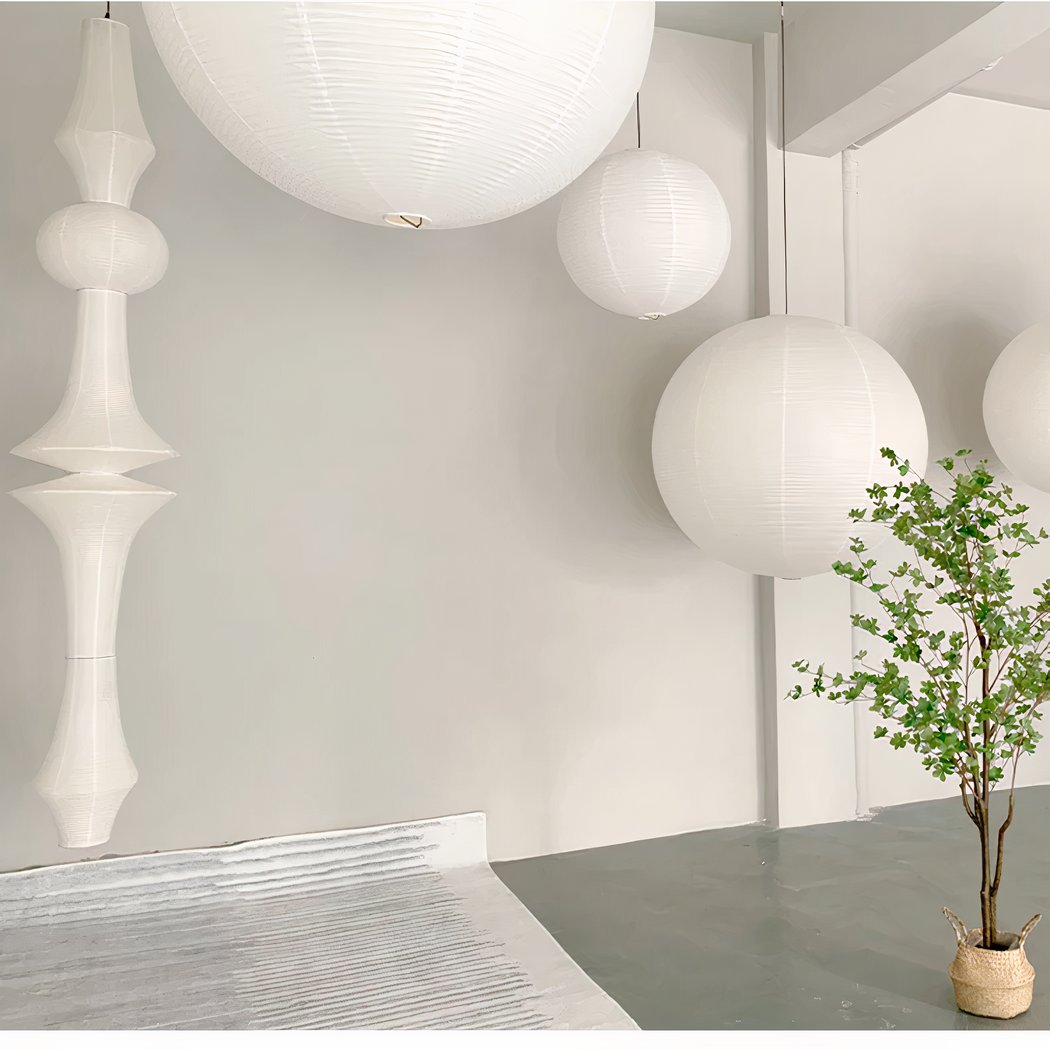 Grande suspension blanche en papier japonais