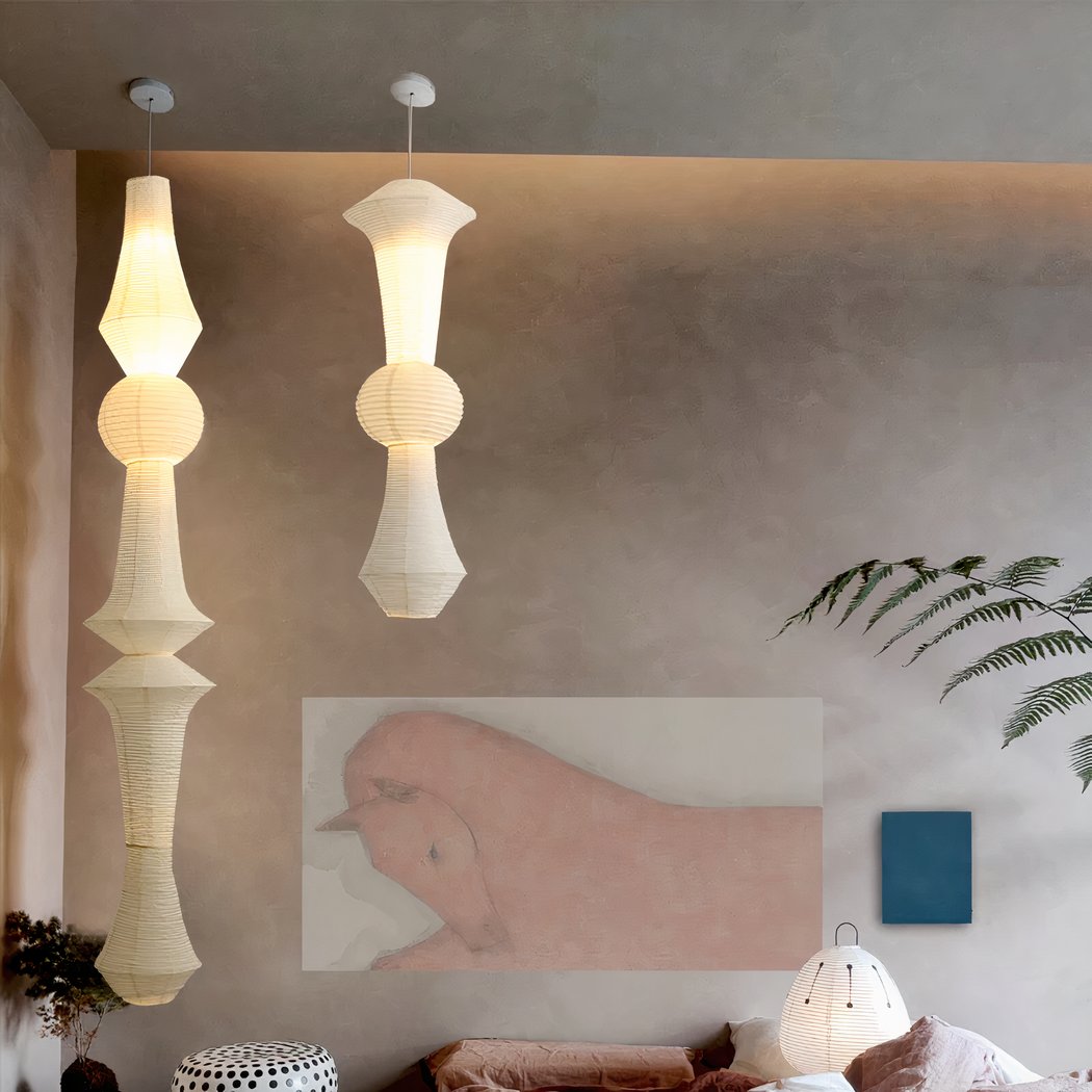 Grande suspension blanche en papier japonais
