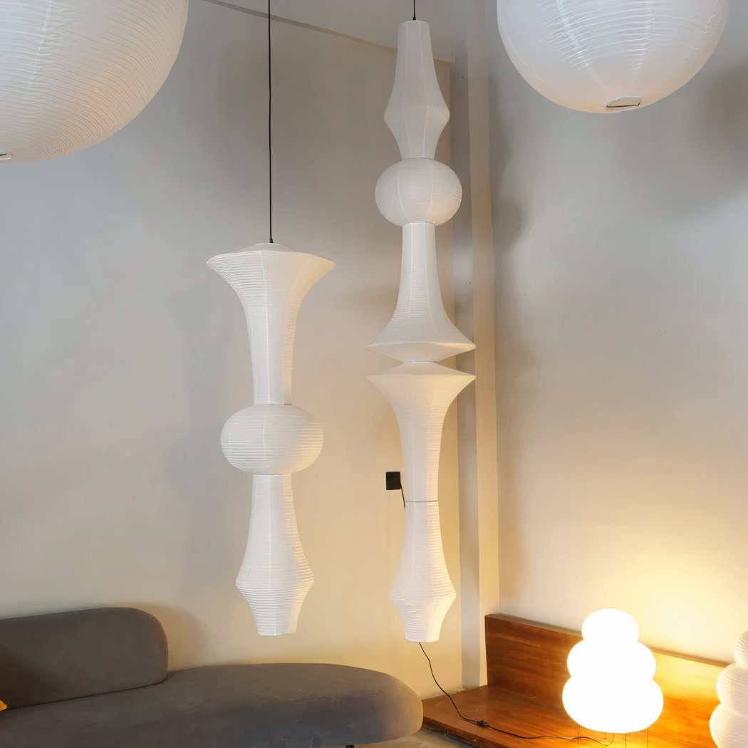 Grande suspension blanche en papier japonais