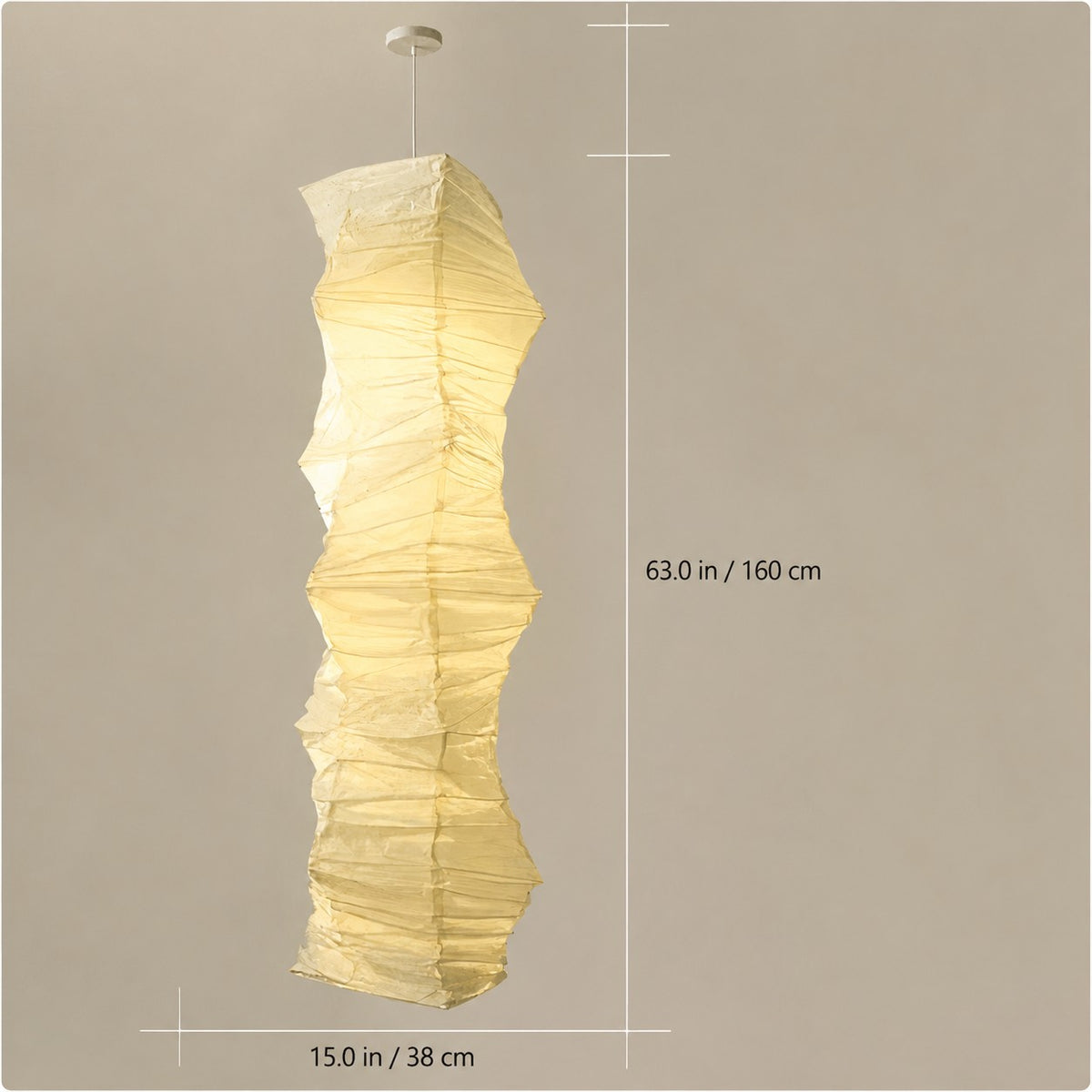 Grande suspension blanche en papier plissé japonais