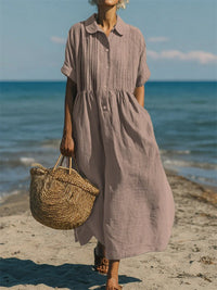 Fionna | Casual Button Mid Sleeve Dress