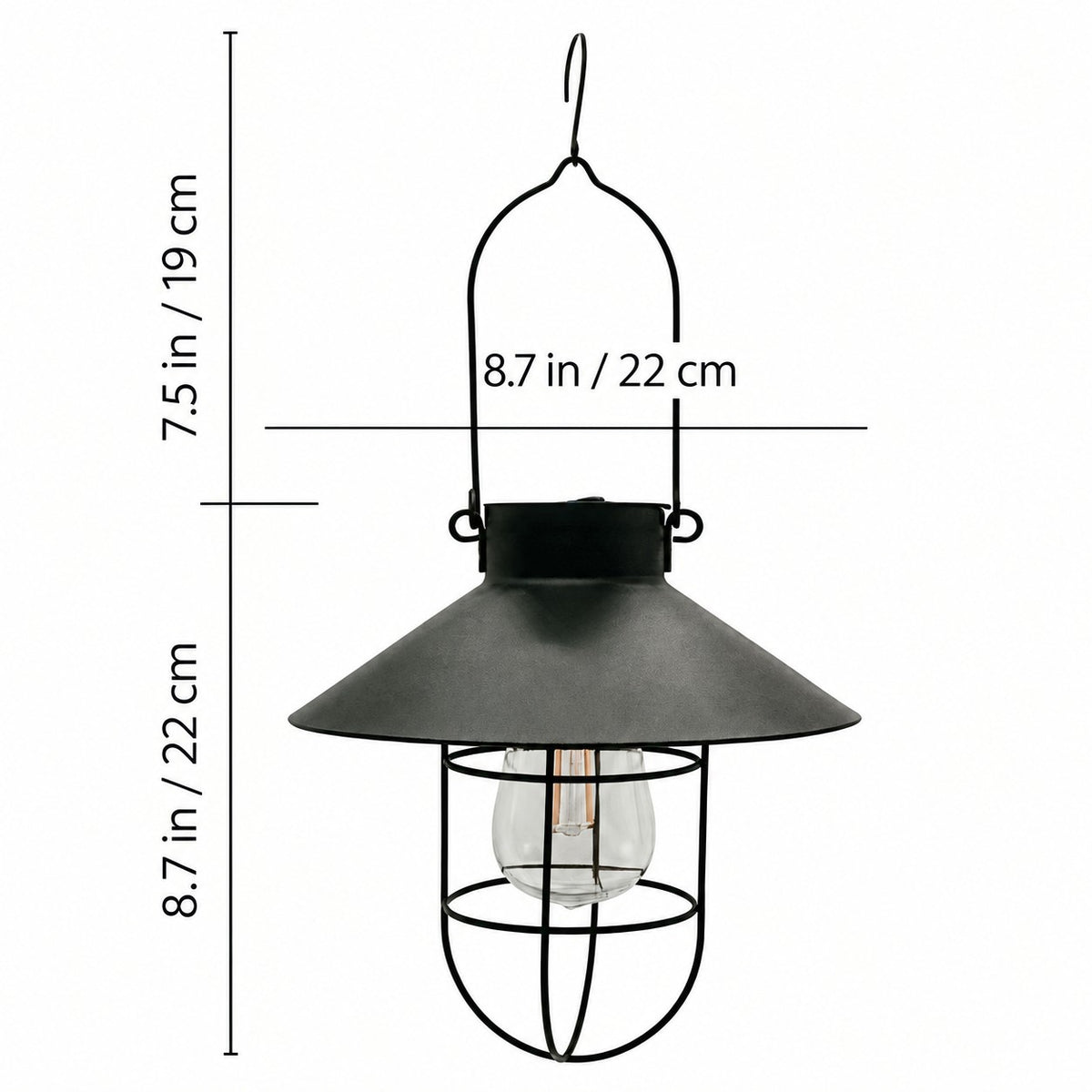 Suspension solaire noir style lanterne vintage