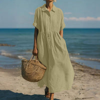 Fionna | Casual Button Mid Sleeve Dress