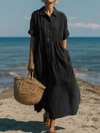 Fionna | Casual Button Mid Sleeve Dress