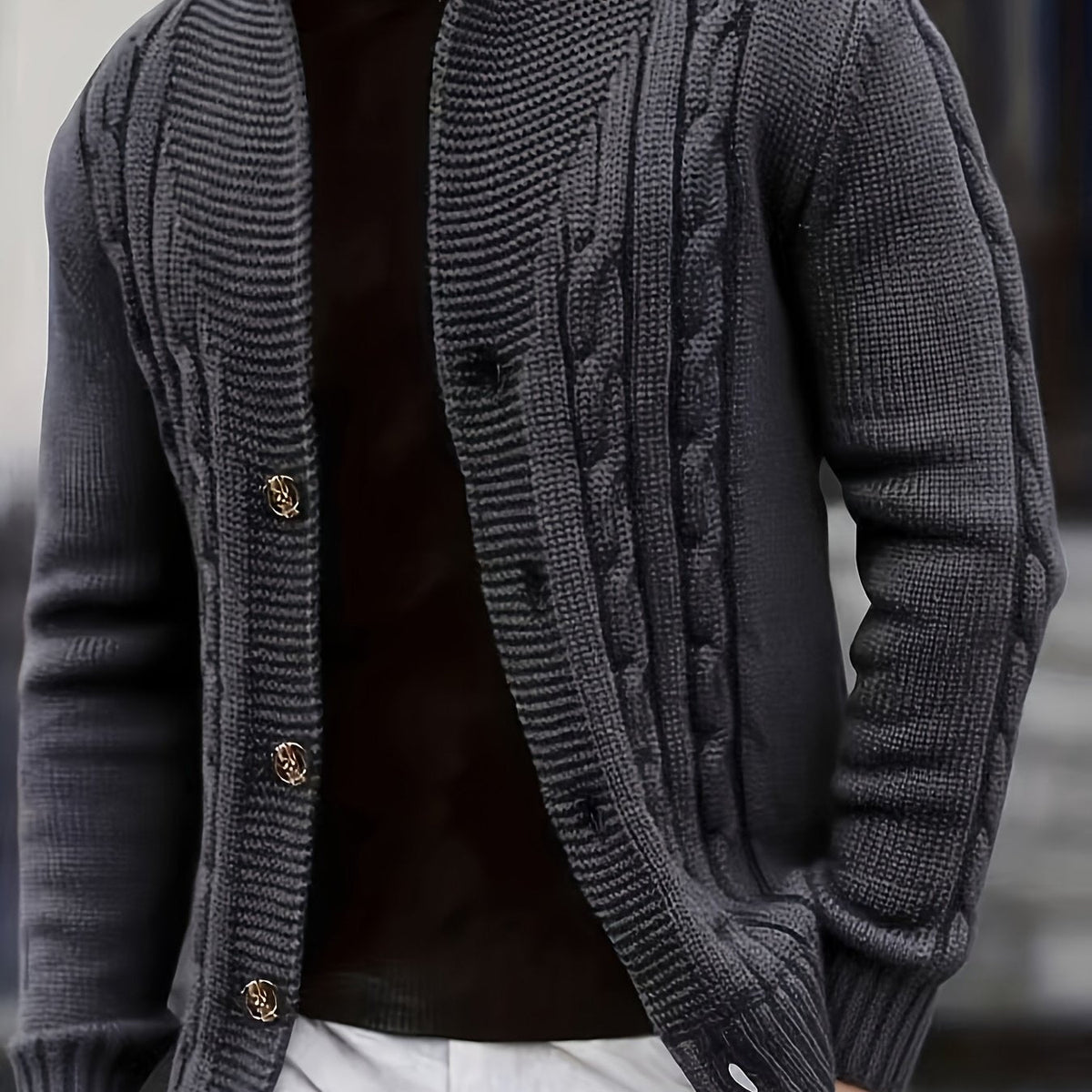 Trevor | Cable-Knit Button Cardigan