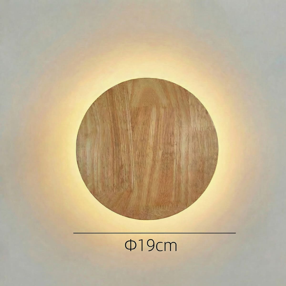 Applique murale LED ronde en bois
