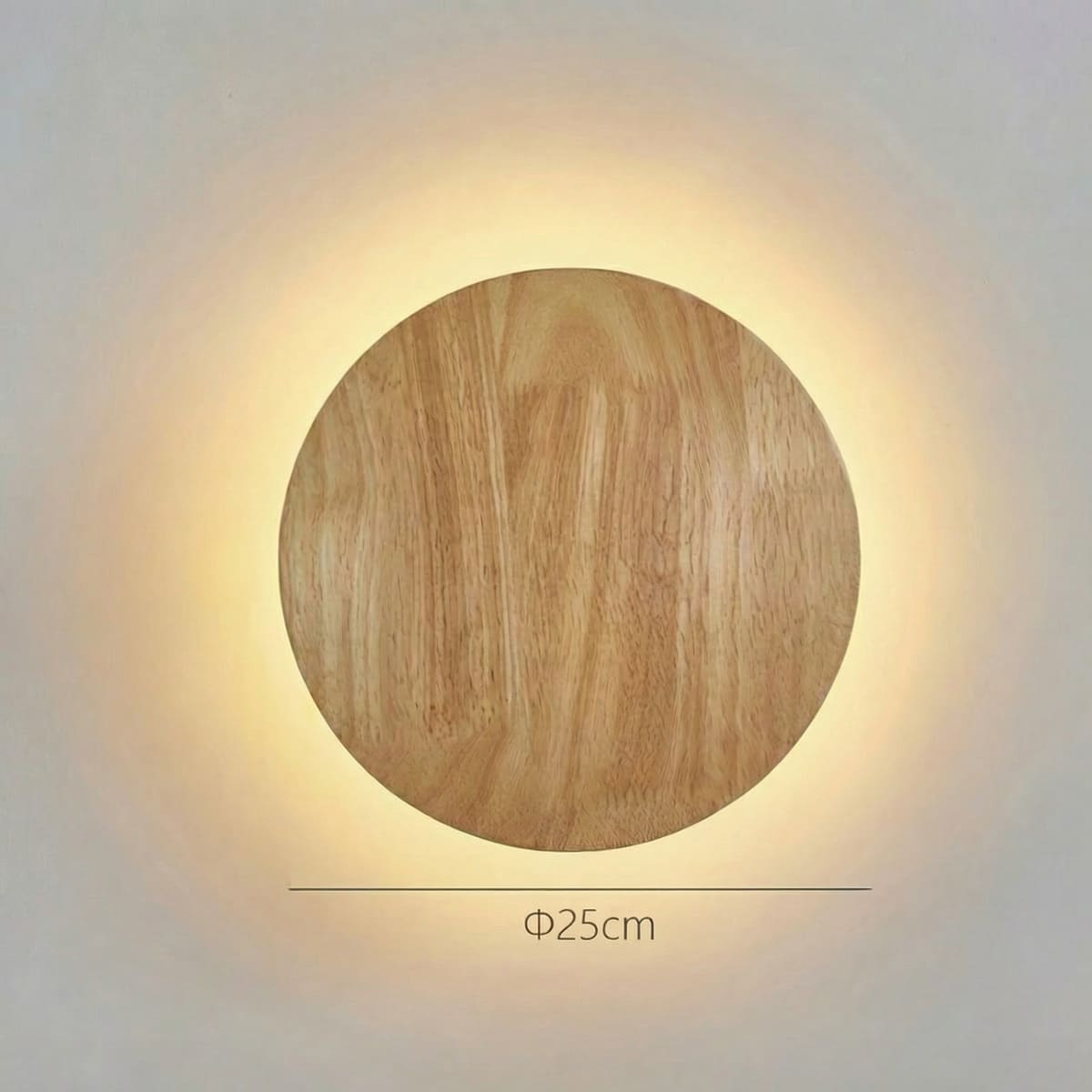Applique murale LED ronde en bois