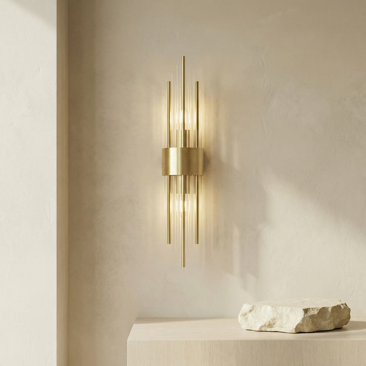 Applique dorée art déco : métal et verre, taille S ou M