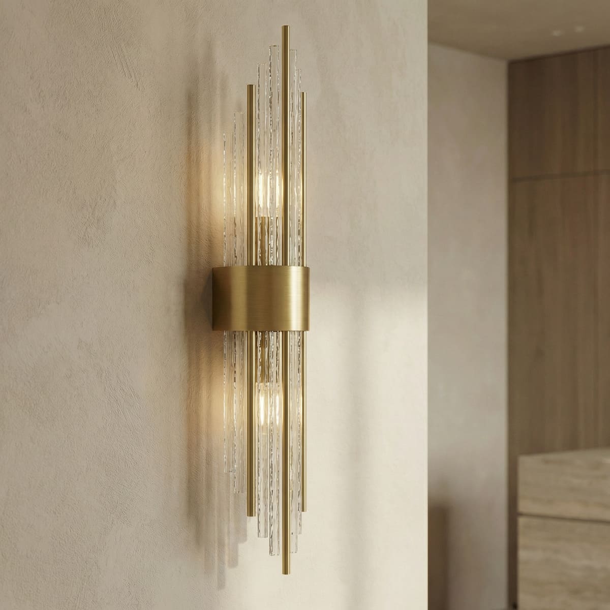 Applique dorée art déco : métal et verre, taille S ou M