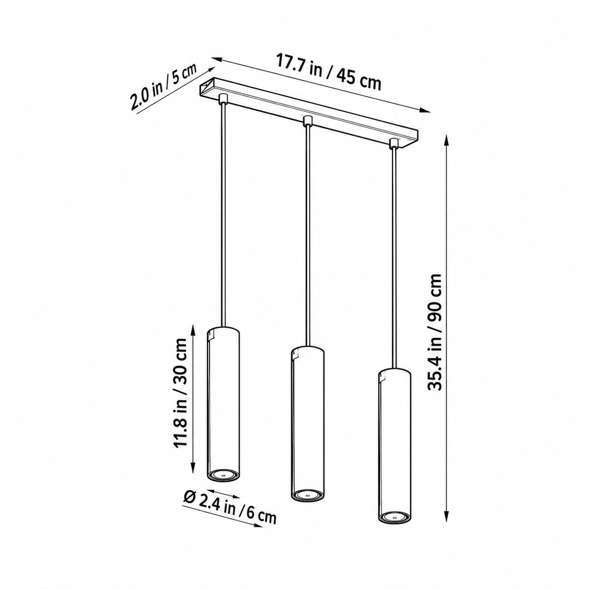 Suspension acier noir ou blanc abat-jour cylindrique