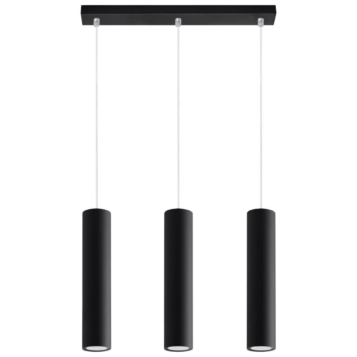 Suspension acier noir ou blanc abat-jour cylindrique