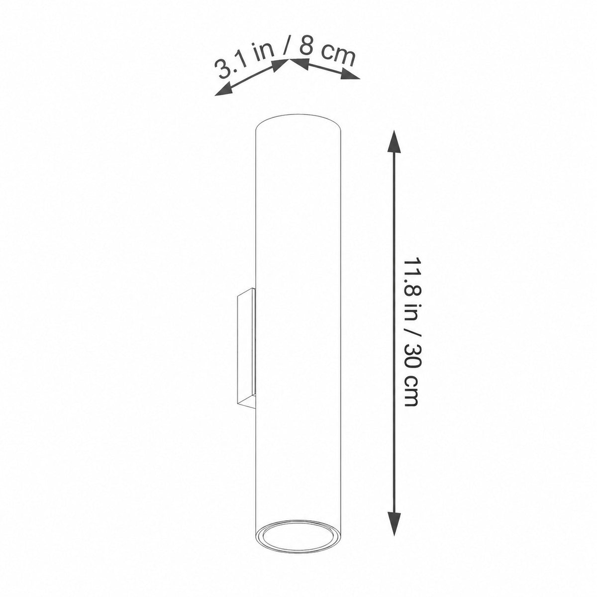 Applique murale design façon tube en métal doré brillant