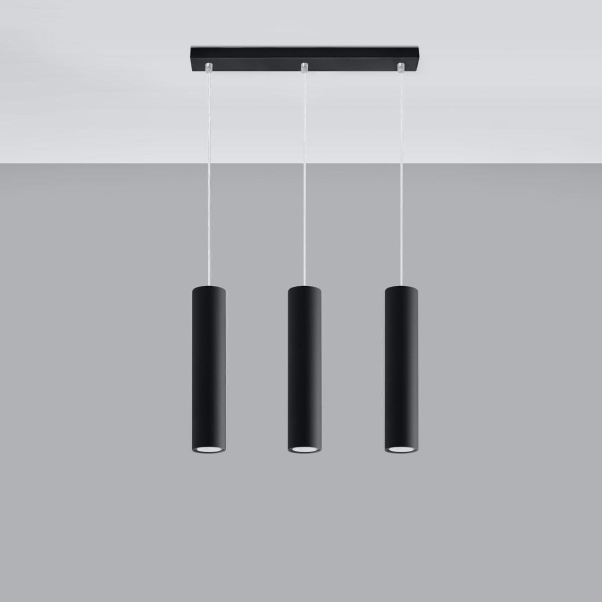 Suspension acier noir ou blanc abat-jour cylindrique