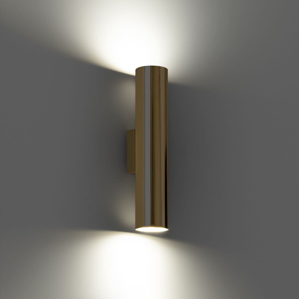 Applique murale design façon tube en métal doré brillant
