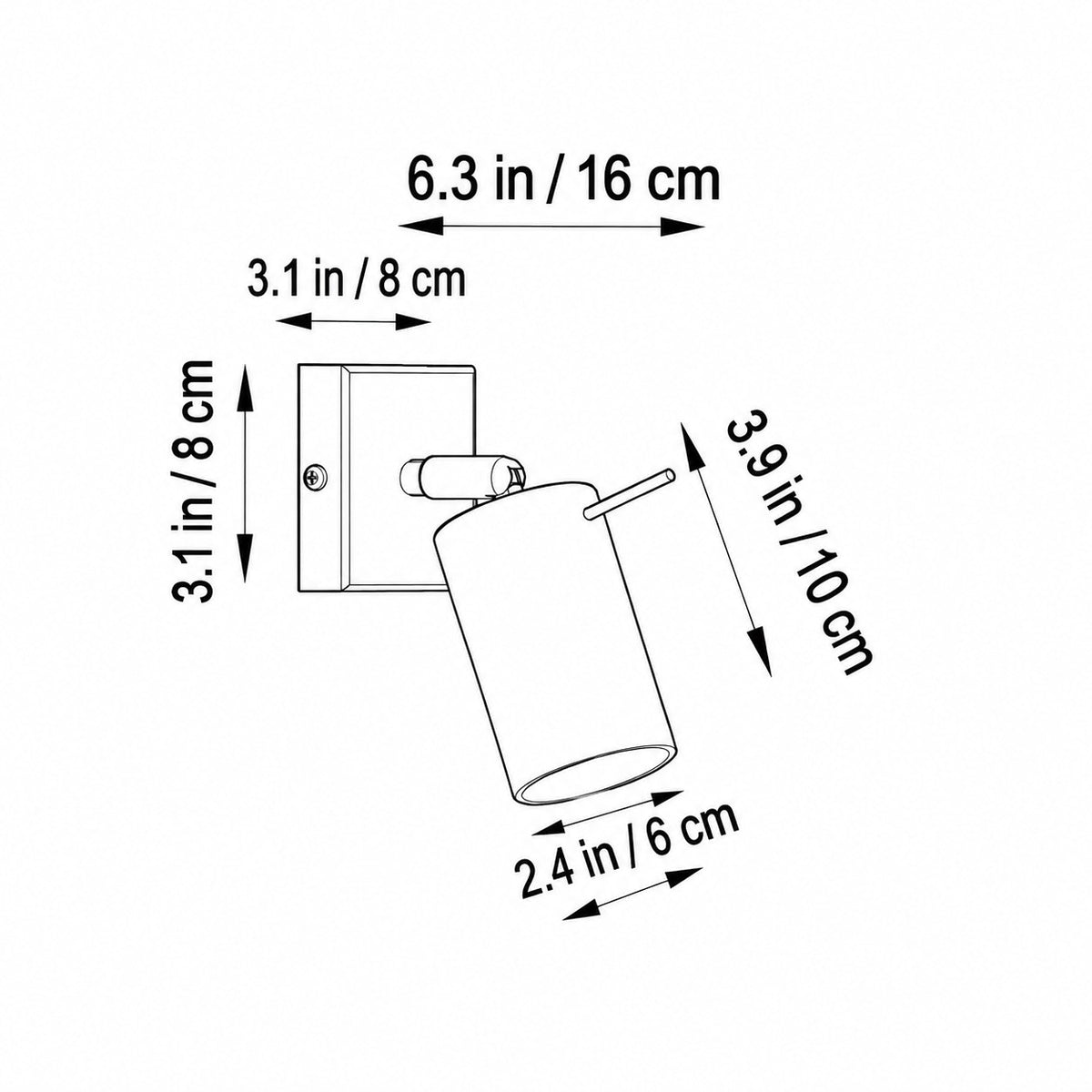 Applique murale spot orientable moderne en acier chromé