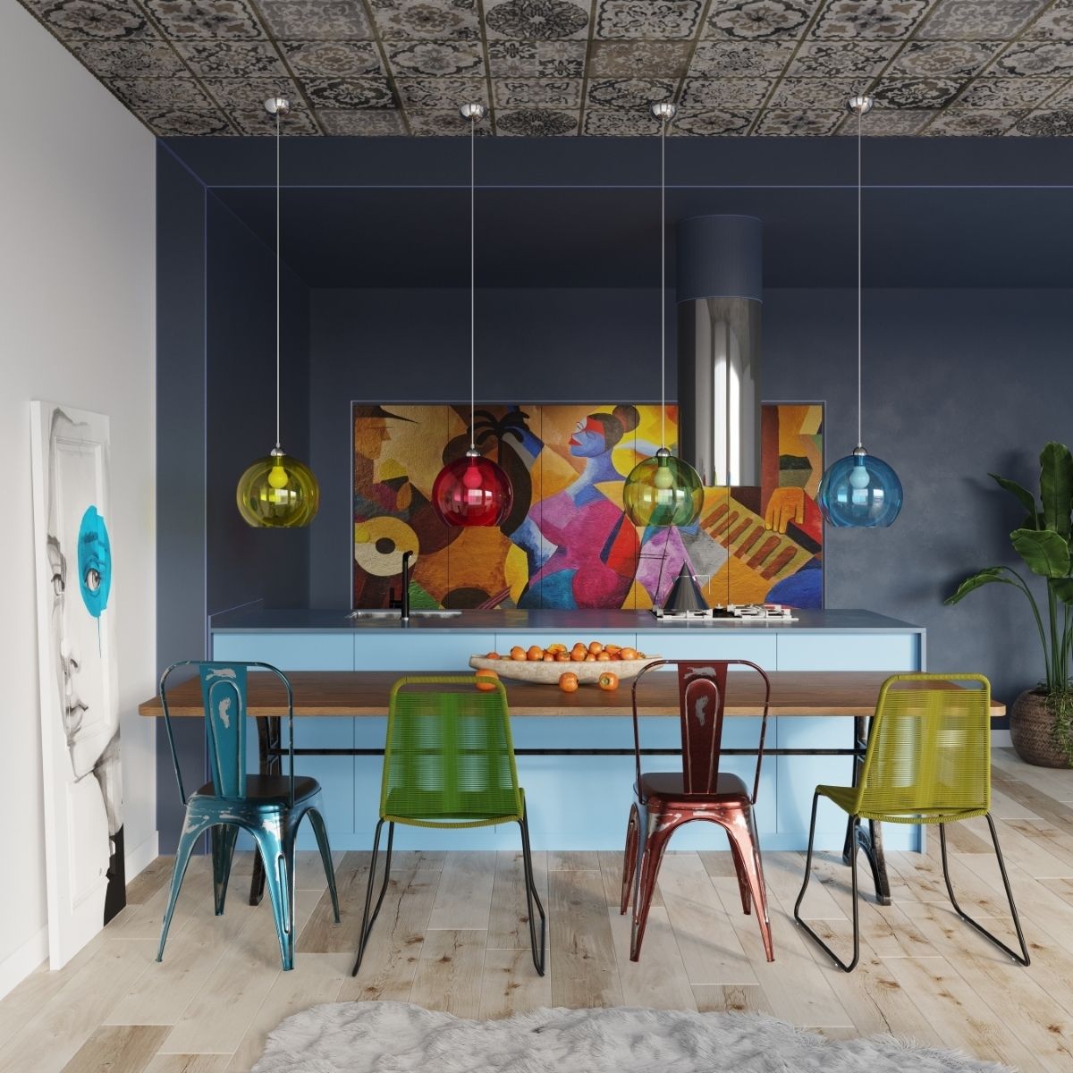Suspension globe en verre design en plusieurs coloris