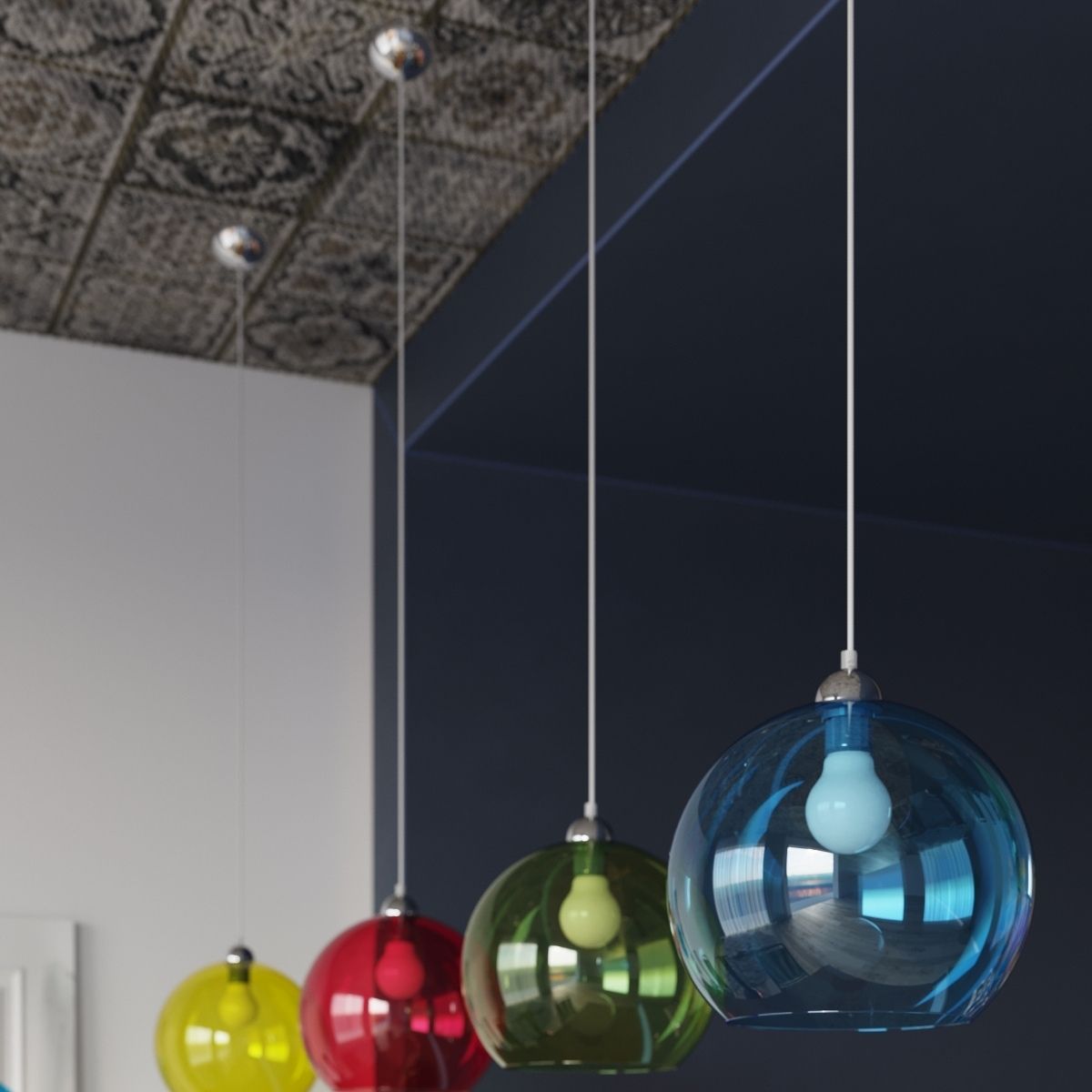 Suspension globe en verre design en plusieurs coloris