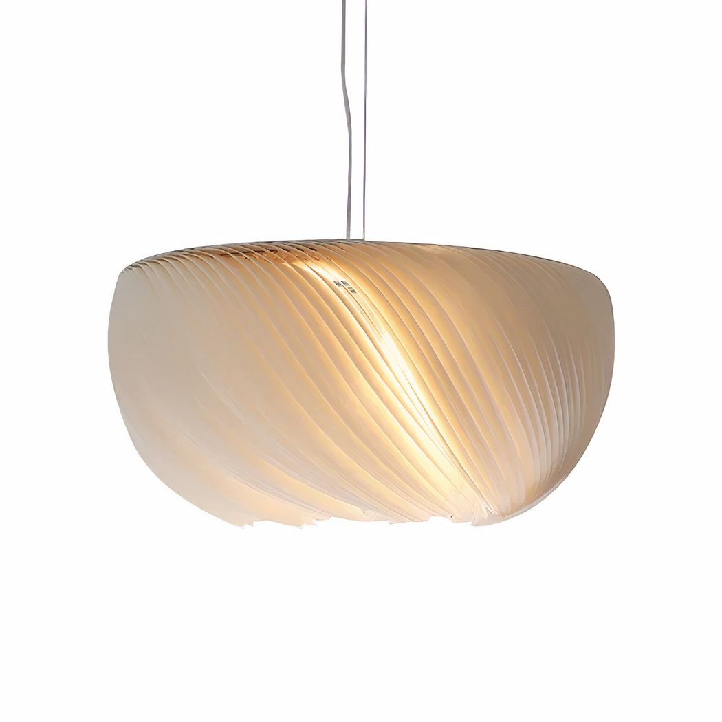 Lustre suspendu Japandi blanc en parchemin plissé