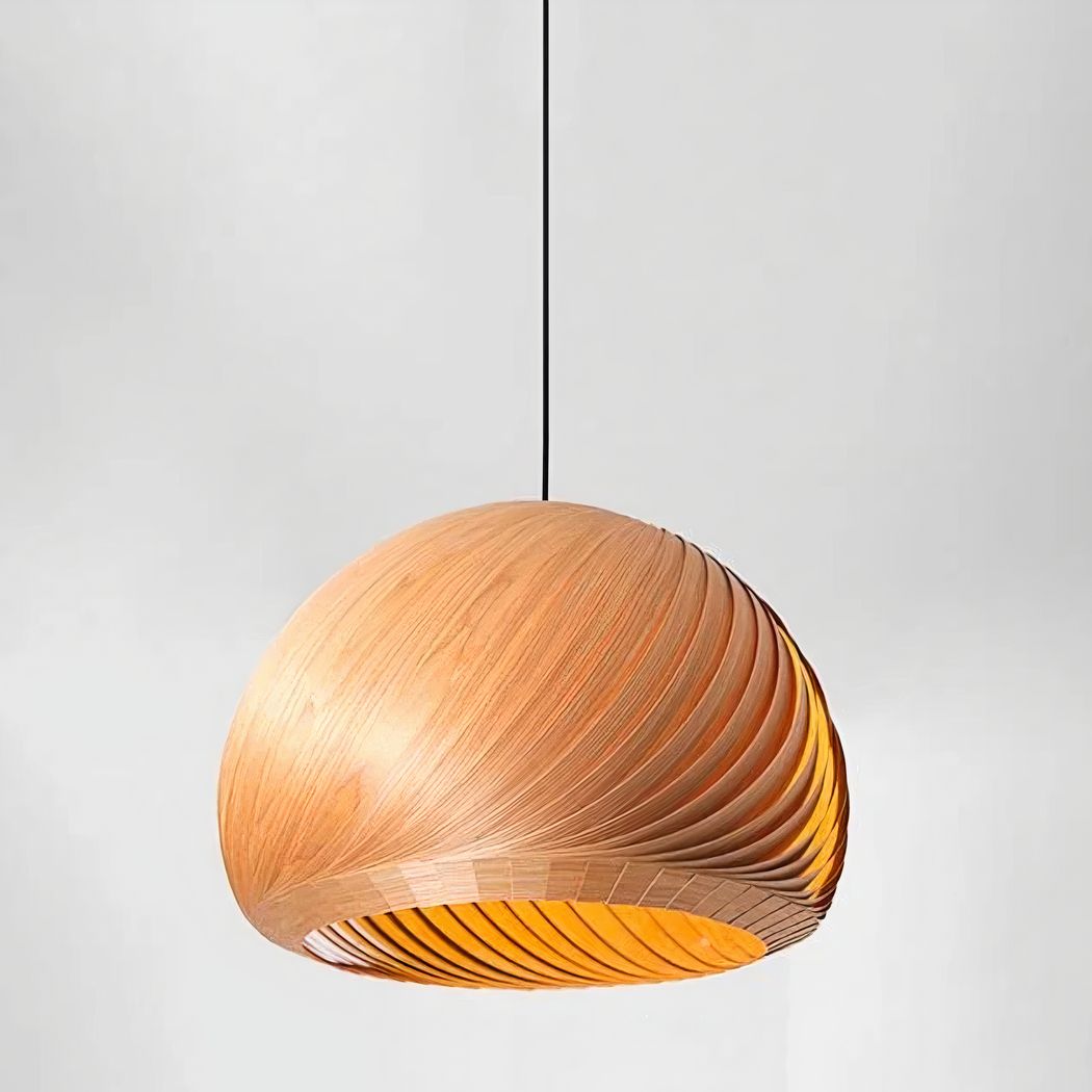 Suspension Japandi en bois nervuré design organique