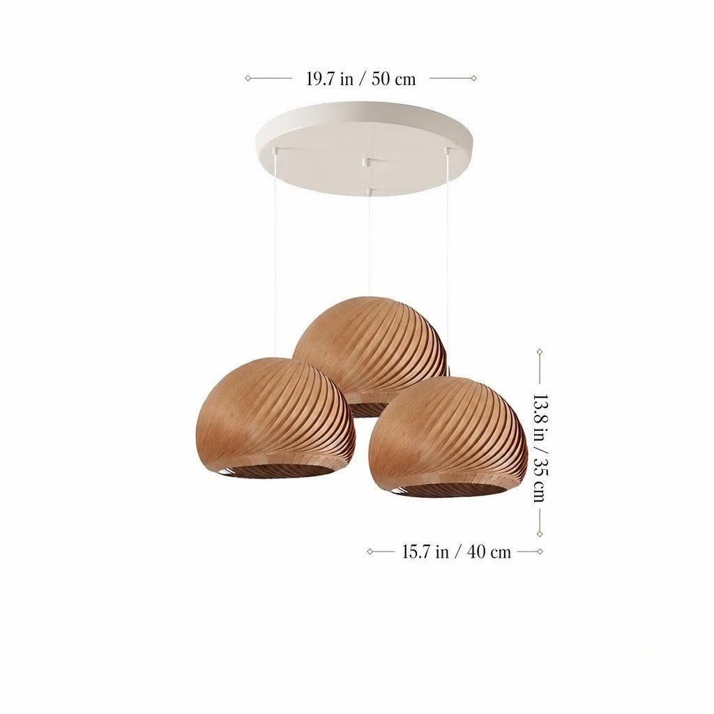 Suspension Japandi en bois nervuré design organique
