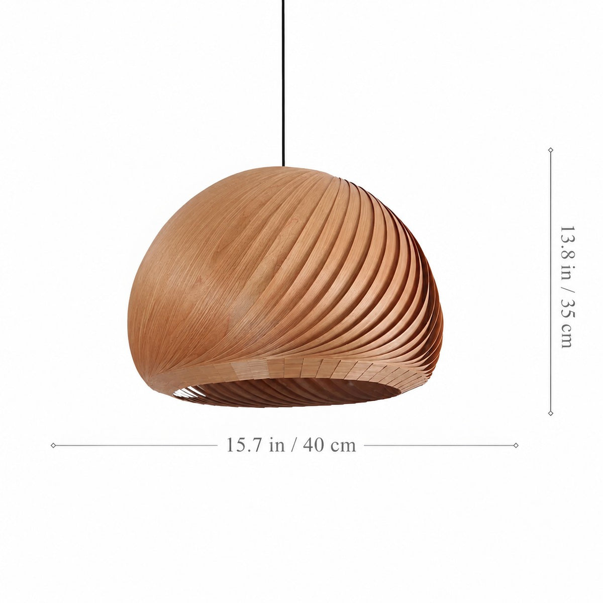 Suspension Japandi en bois nervuré design organique