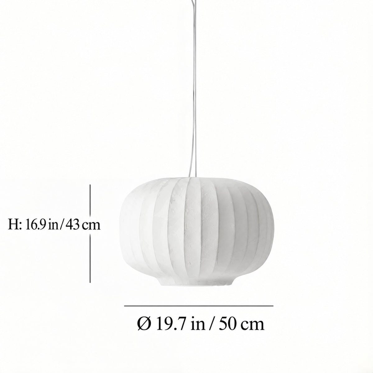 Suspension Japandi design doux en soie blanche