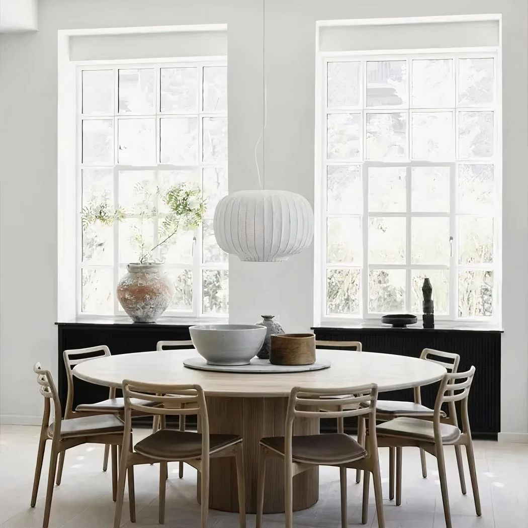Suspension Japandi design doux en soie blanche