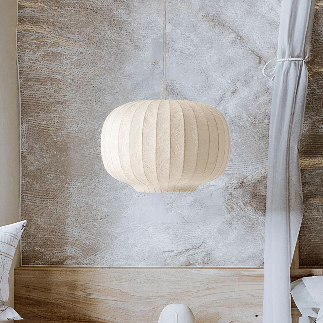Suspension Japandi design doux en soie blanche