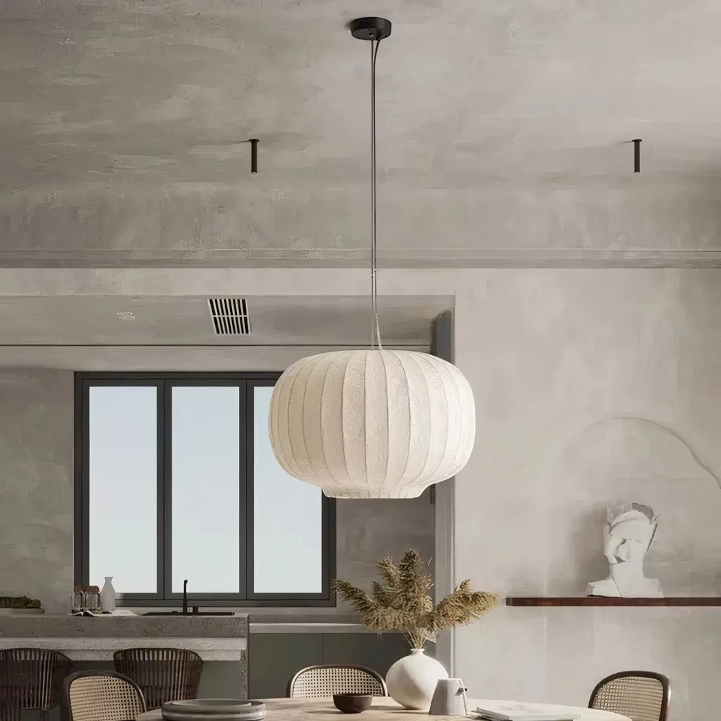 Suspension Japandi design doux en soie blanche